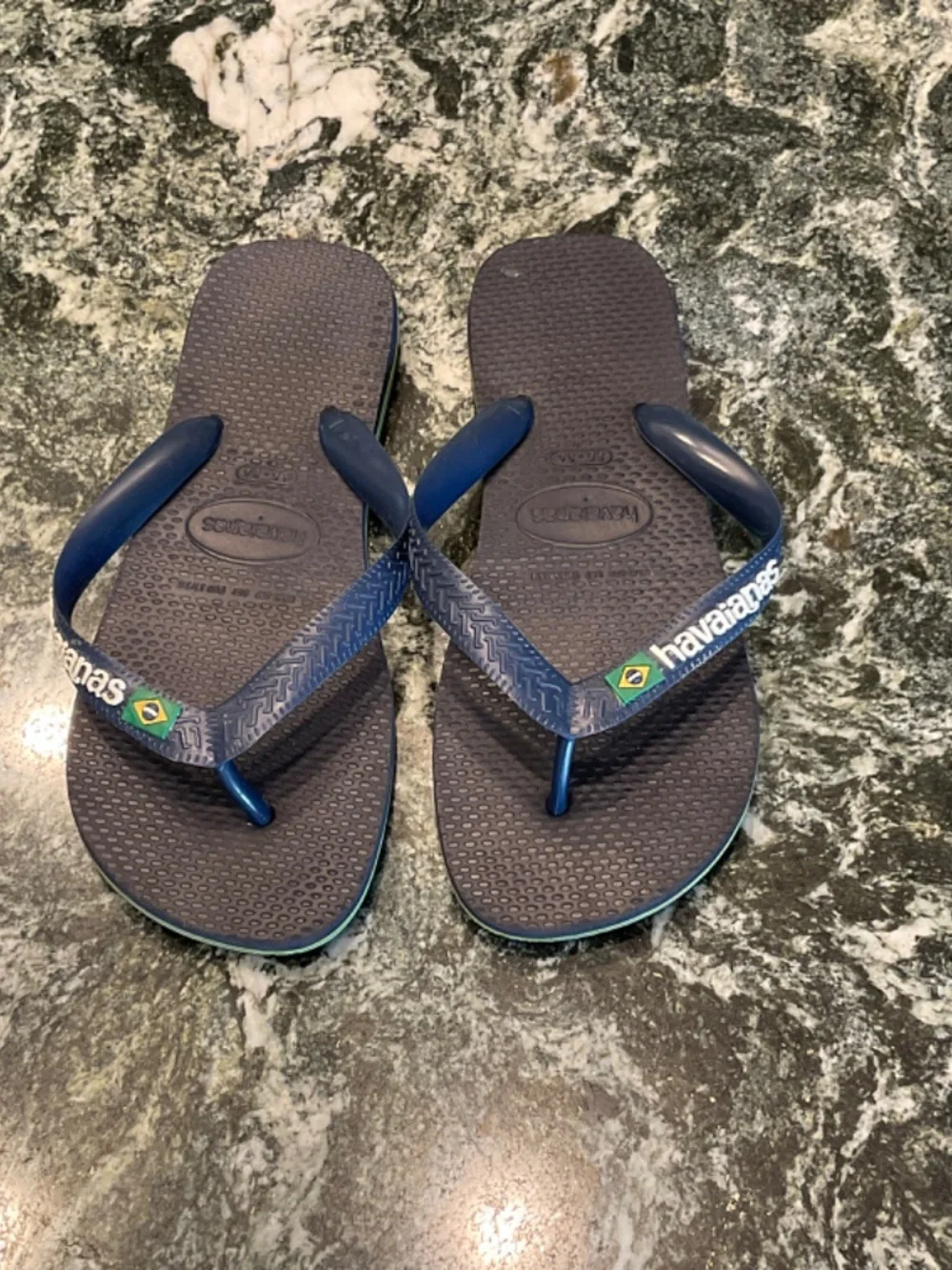 Navy Havaianas with Brazil Flag Size 5-6 (35-36)